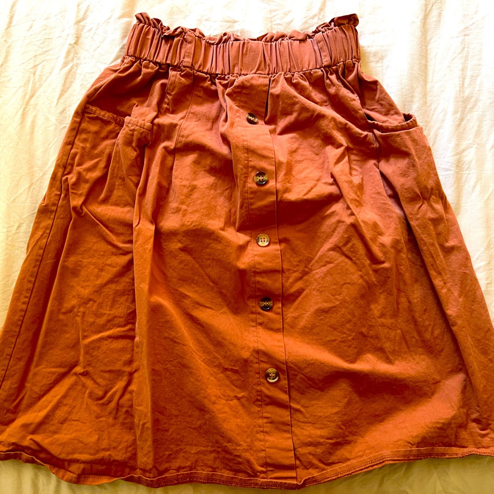 Orange Knee Length Skirt